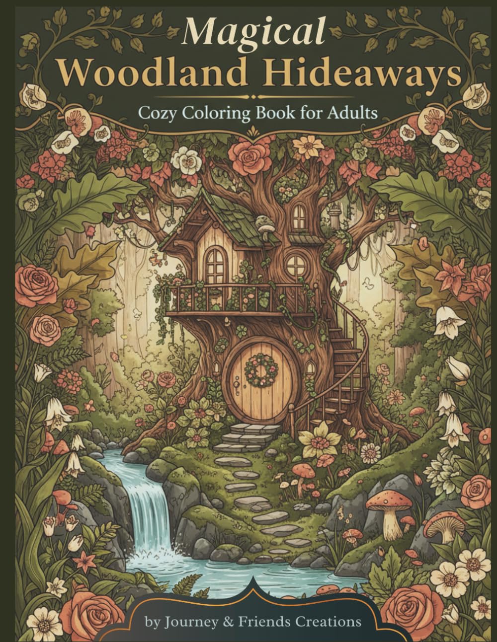Magical Woodland Hideaways Cozy Coloring Book for Adults: Cottage Core Forest Themed Relaxing Coloring Book, Intricate Detail