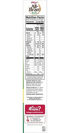 Kellogg's All-Bran Buds Cereal, 22 Ounce Box (Pack of 2) with By The Cup Cereal Bowl