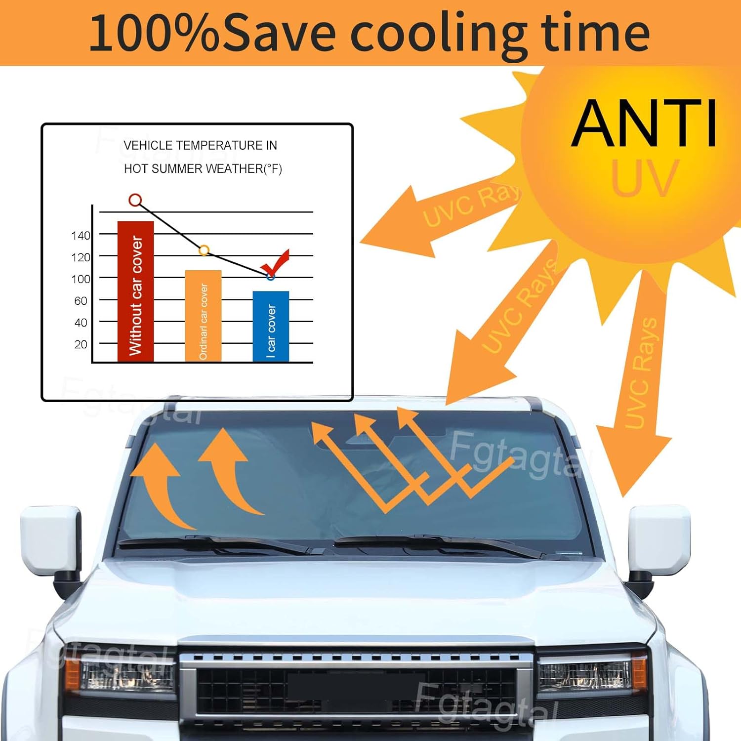 Windshield Sunshade Fit for Toyota Land Cruiser 250 Prado J250 LC250 2024+, Folding Car Sun Shade for Front Window, Auto Sun Protection Visors Blocks UV Rays and Keeps Vehicle Cool(Black)