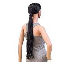 Vista 3 de SWACC - Extensiones de pelo largo, lacio y ondulado, en forma de cola de caballo, extensiones de pelo sintético con clip para mujer