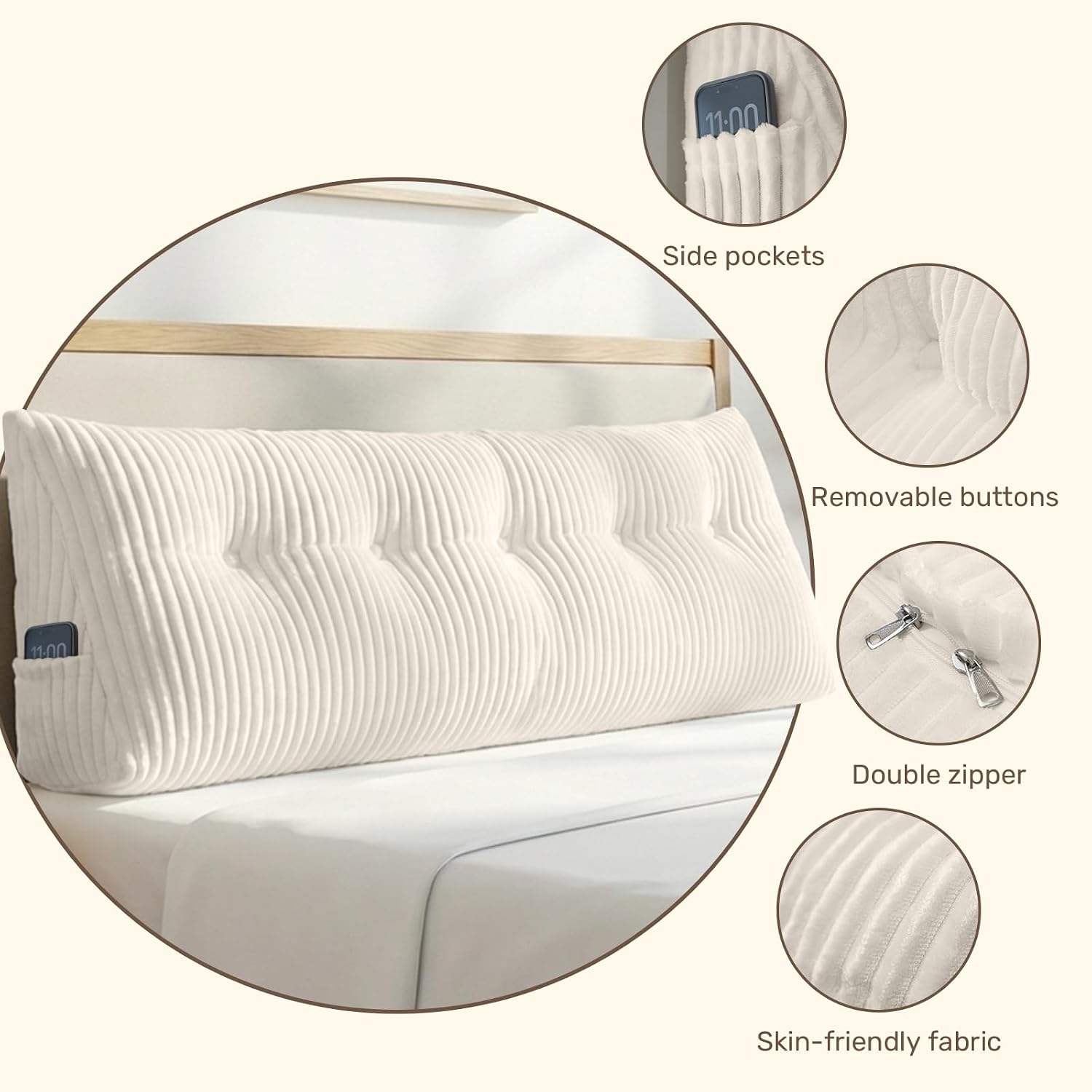 Deodar Headboard Pillow Queen, Wedge Pillows Headboard Triangle Reading