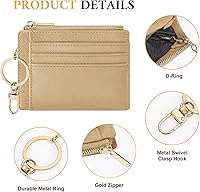 Vista 147 de Sodsay Estuche para tarjetas, cartera delgada con bolsillo frontal, para mujer, sujetatarjetas con llavero negro