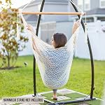 JoyView Hammock Chair with Spreader Bar Caribbean Hammock Swing Chair 300 LBS Weight Capacity XL Rope Hanging Chair for Outdoor Indoor Garden Yard - Natural White