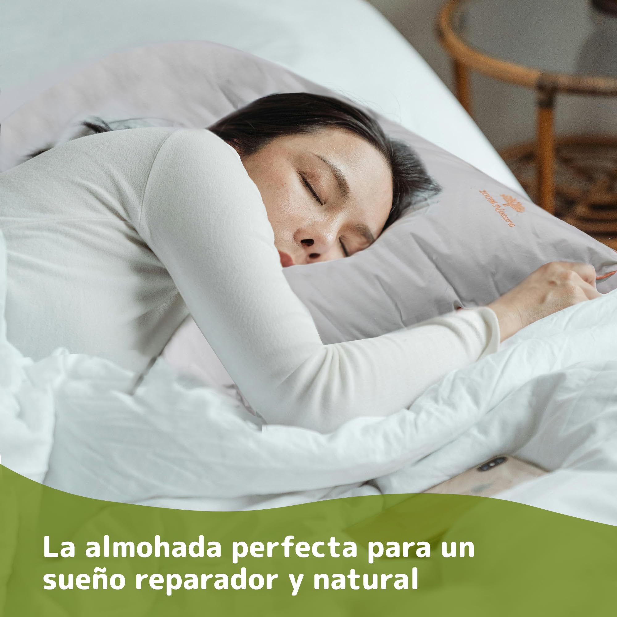 Genérico Almohada de Kapok Natural 65x45x18 cm con Funda de Algodón | Relleno de Kapok, Suave, Antialérgica, Antibacteriana, Para Dormir de Lado