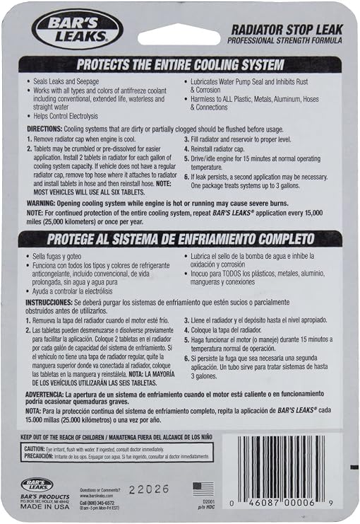 Bar's Leaks HDC-12PK Radiator Stop Leak Tablet - 2.1 oz., (Pack of 12)