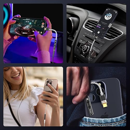 Miniatura 6 de Adaptador de audio USB C a 0.138 in con doble chip CX31993 MAX97220 DAC y amplificador HiFi, cable de cobre chapado en plata de un solo cristal 4N