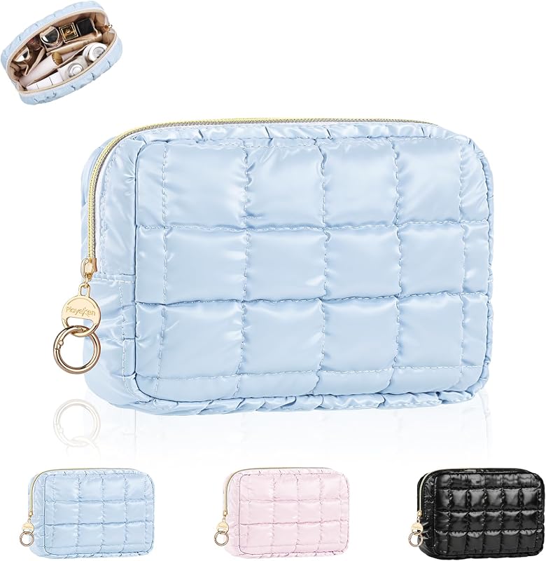 Necessaire pequena para maquiagem Playexen Puffy-Blue com zíper, 1 unidade