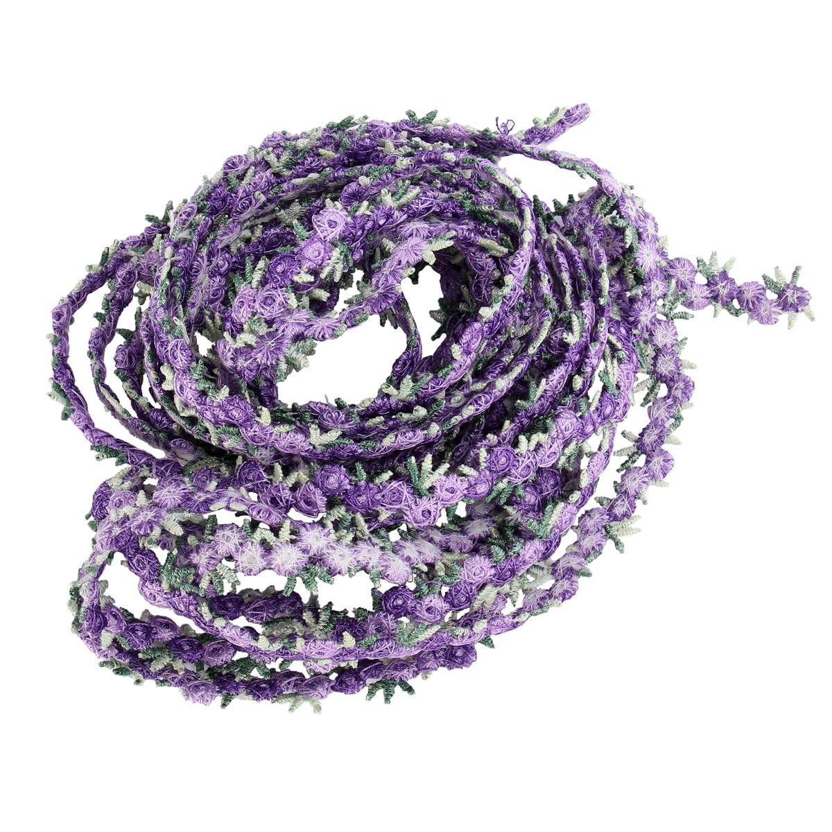 Encaje floral púrpura de 1.2 cm y adorno de rosas de poliéster para manualidades
