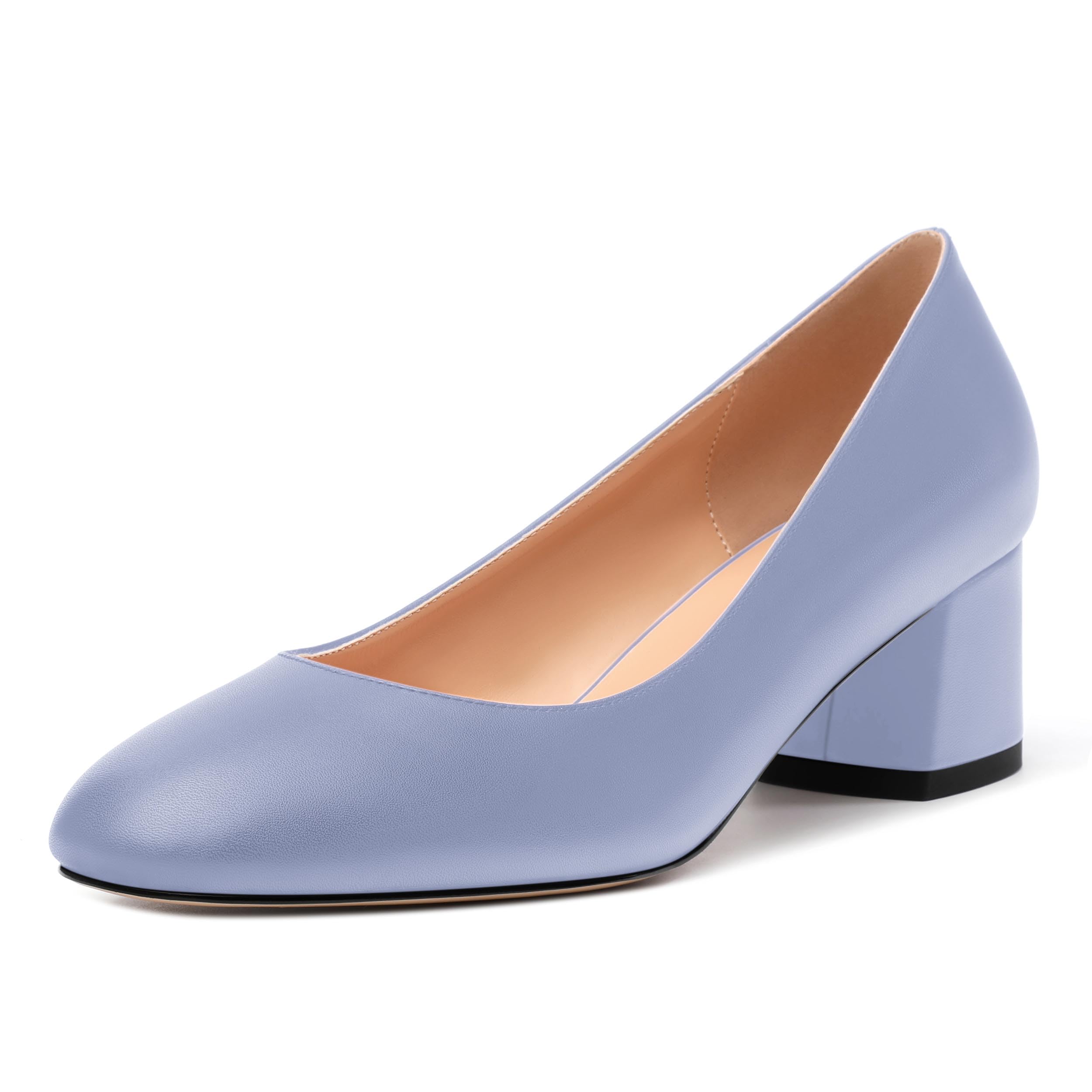 RLYGHWAO Womens Round Closed Toe Low Heels Fashion Slip On Comfort Solid Matte Pumps