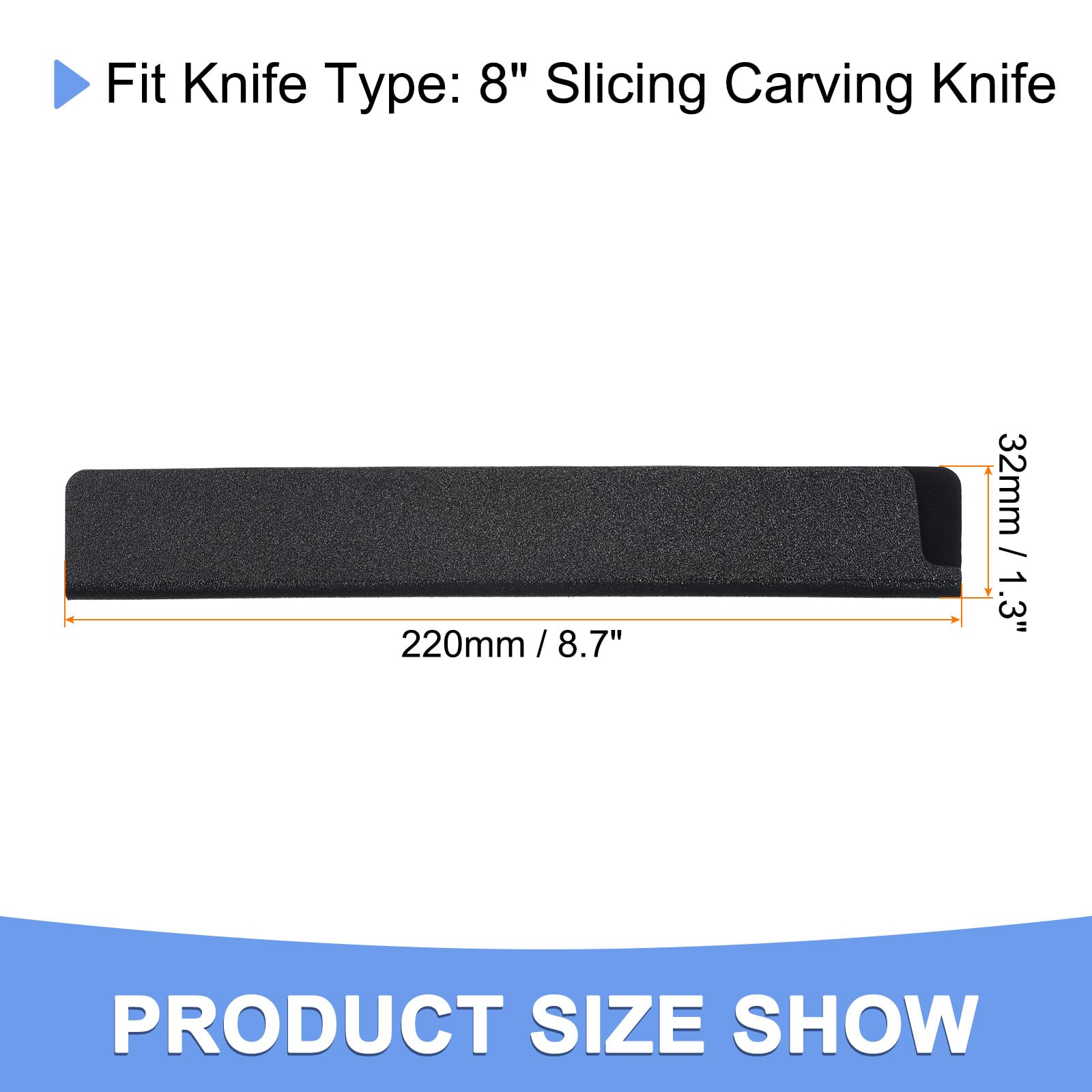 Fundas para cuchillos, 1 paquete de funda protectora para cuchillos de cocina doméstica de 8 pulgadas, cubierta protectora de cuchillos de ABS, 220 x 32 mm, color negro