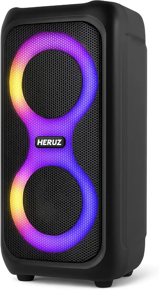 Caixa de Som Bluetooth com LED FM, USB Pendrive Grande Potencia Heruz