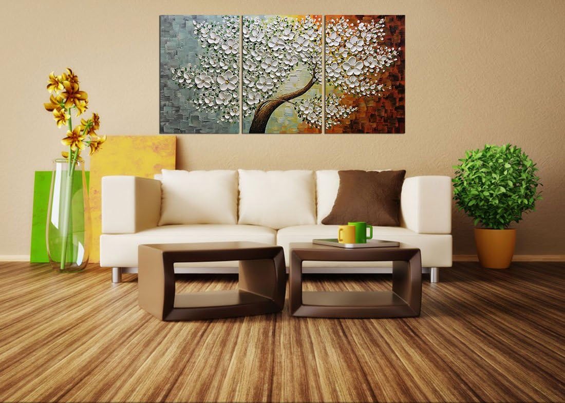 V-inspire Art, 20x30Inchx3 Paintings Oil Hand Painting 3D Hand-Painted On Canvas Abstract Artwork Art Wood Inside Framed Hanging Wall Decoration Abstract Painting