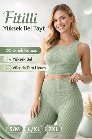 kadın fitilli tayt, yüksek bel kadın tayt, esnek iç göstermez