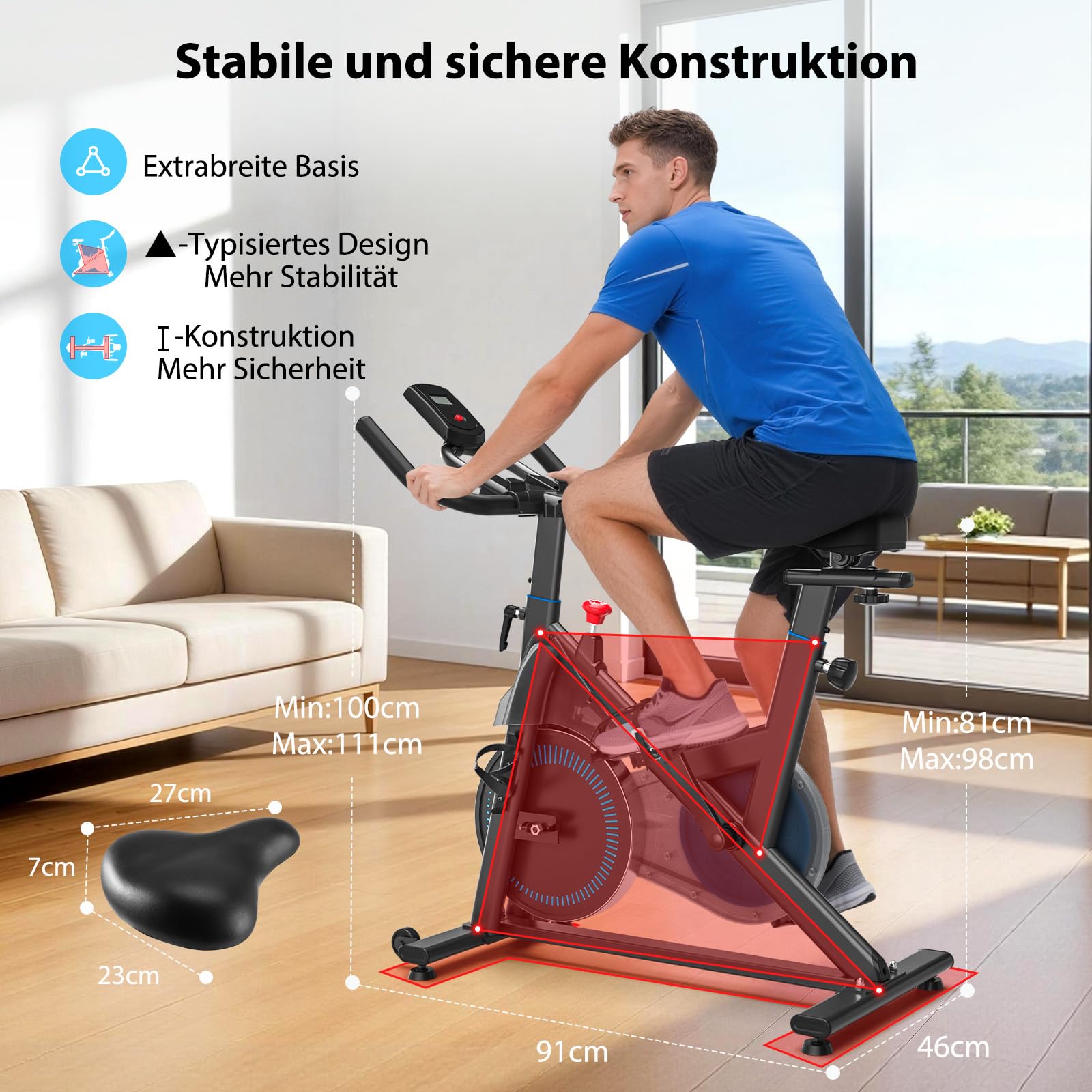 Wenoker Heimtrainer Fahrrad mit Verstellbarem Magnetwiderstand, Ergometer Hometrainer Fahrrad mit APP, LCD-Monitor, Tablet-Halter, Höhenverstellbar, Leises Fitnessbike Bis 160kg