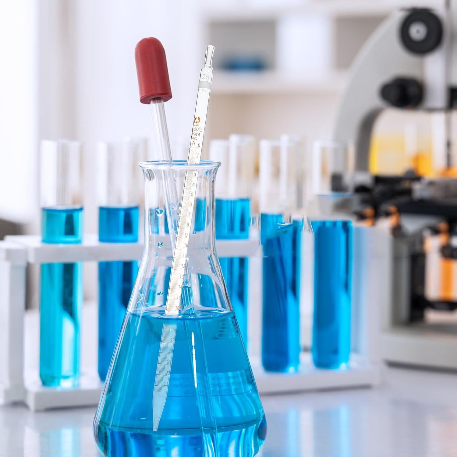 NUOBESTY 20pcs Graduated Glass Pipette Droppers 25ml Straight-tip Measurement Droppers for Laboratory Liquid Transfer and Accurate Fluid Handling