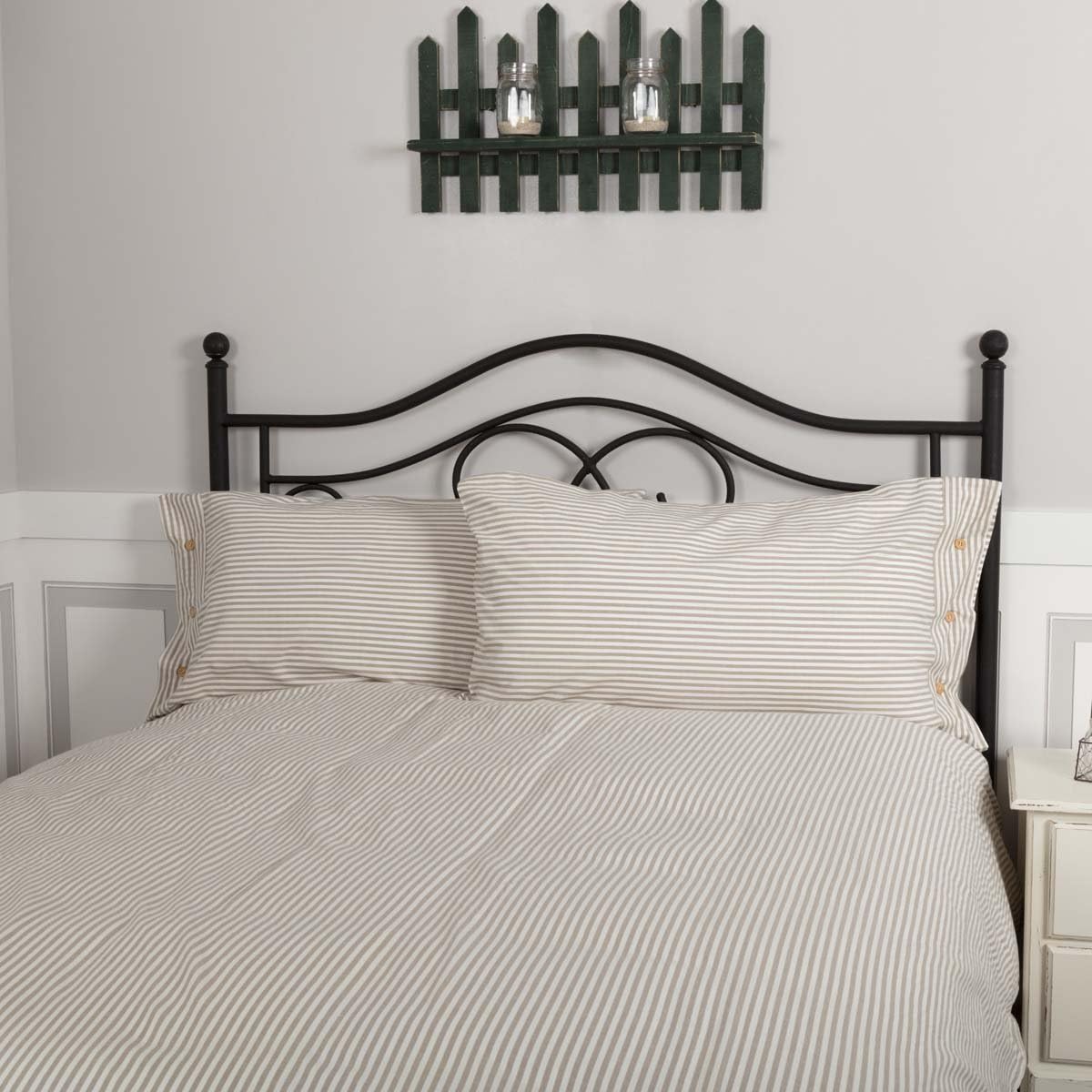 Farmhouse Ticking Stripe Taupe Standard Sham