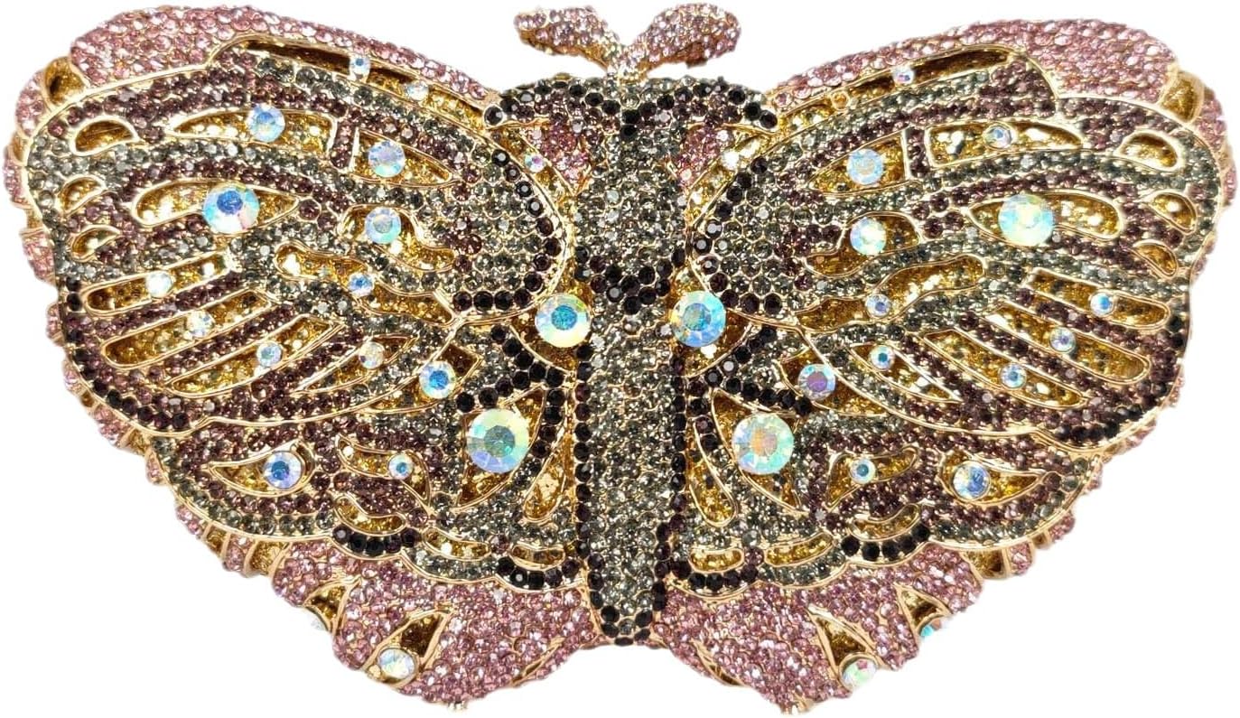 Boutique De FGG Mini Butterfly Clutch Minaudiere Bag Women Rhinestone Evening Handbags Bridal Wedding Crystal Clutch Purse