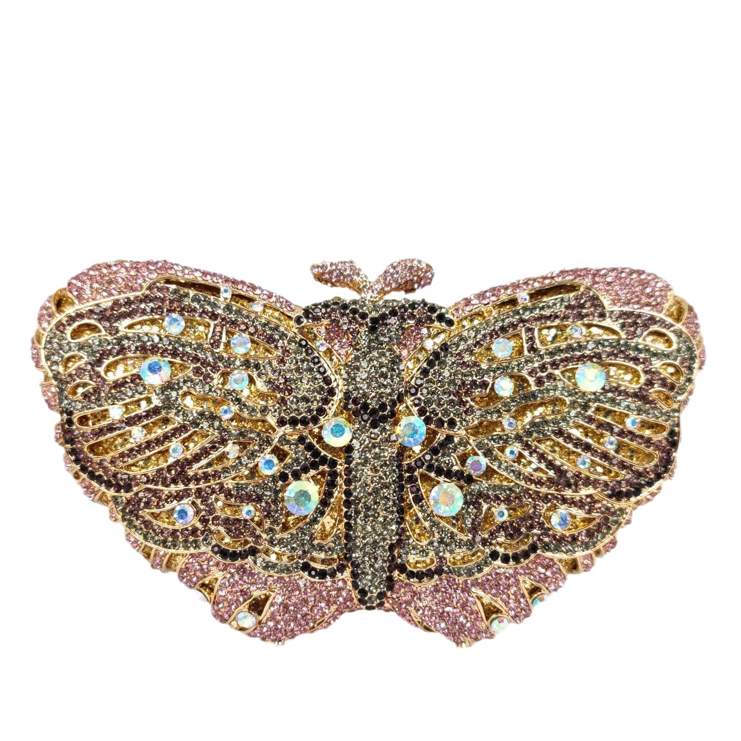 Boutique De FGG Mini Butterfly Clutch Minaudiere Bag Women Rhinestone Evening Handbags Bridal Wedding Crystal Clutch Purse