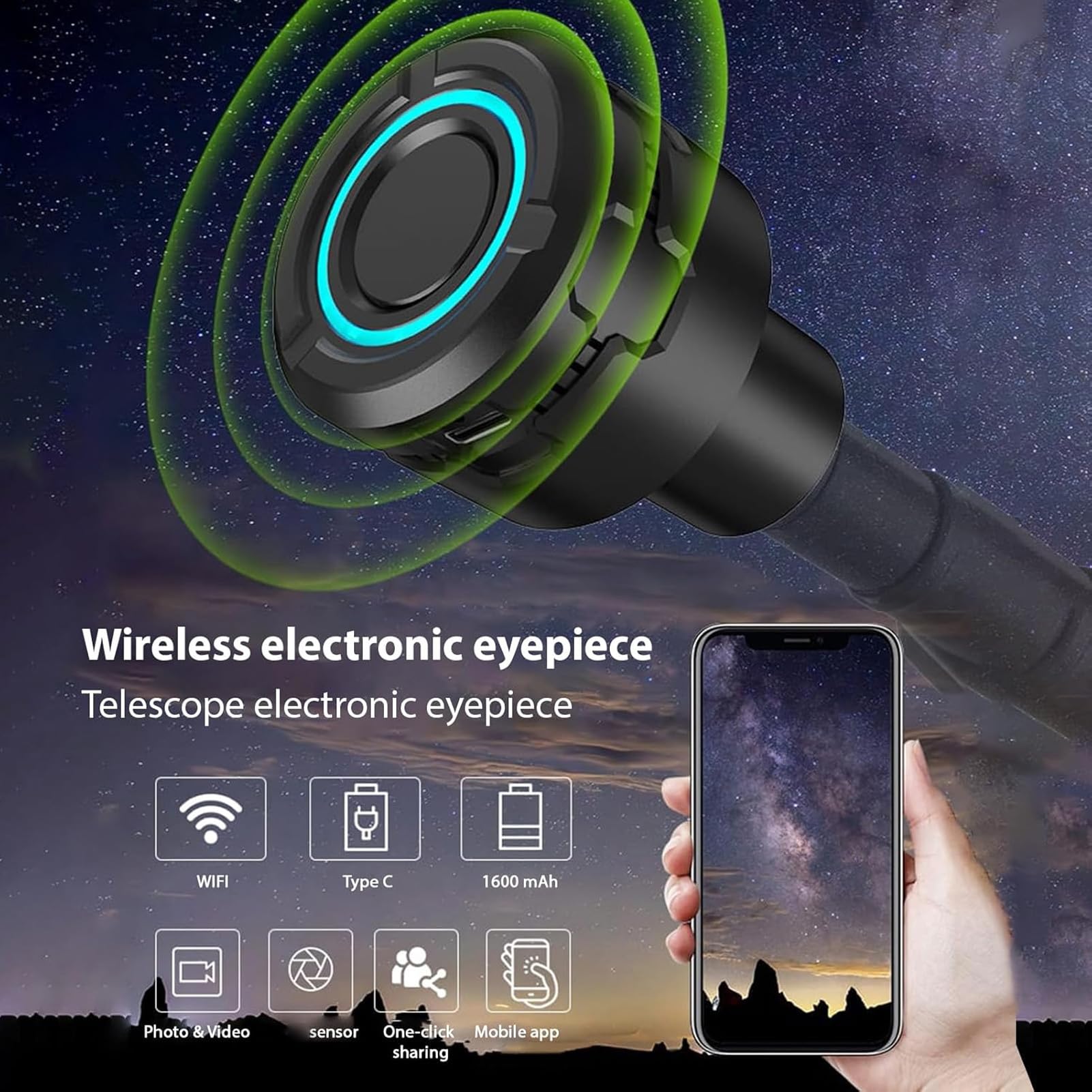 OCCELO ELETTRONICO Wifi, Registrazione Video 4K 5MP Wireless Oculare Digitale Wifi, Telescopi e Accessori per Microscopi, Fotocamera Portatile per Spottst Watching