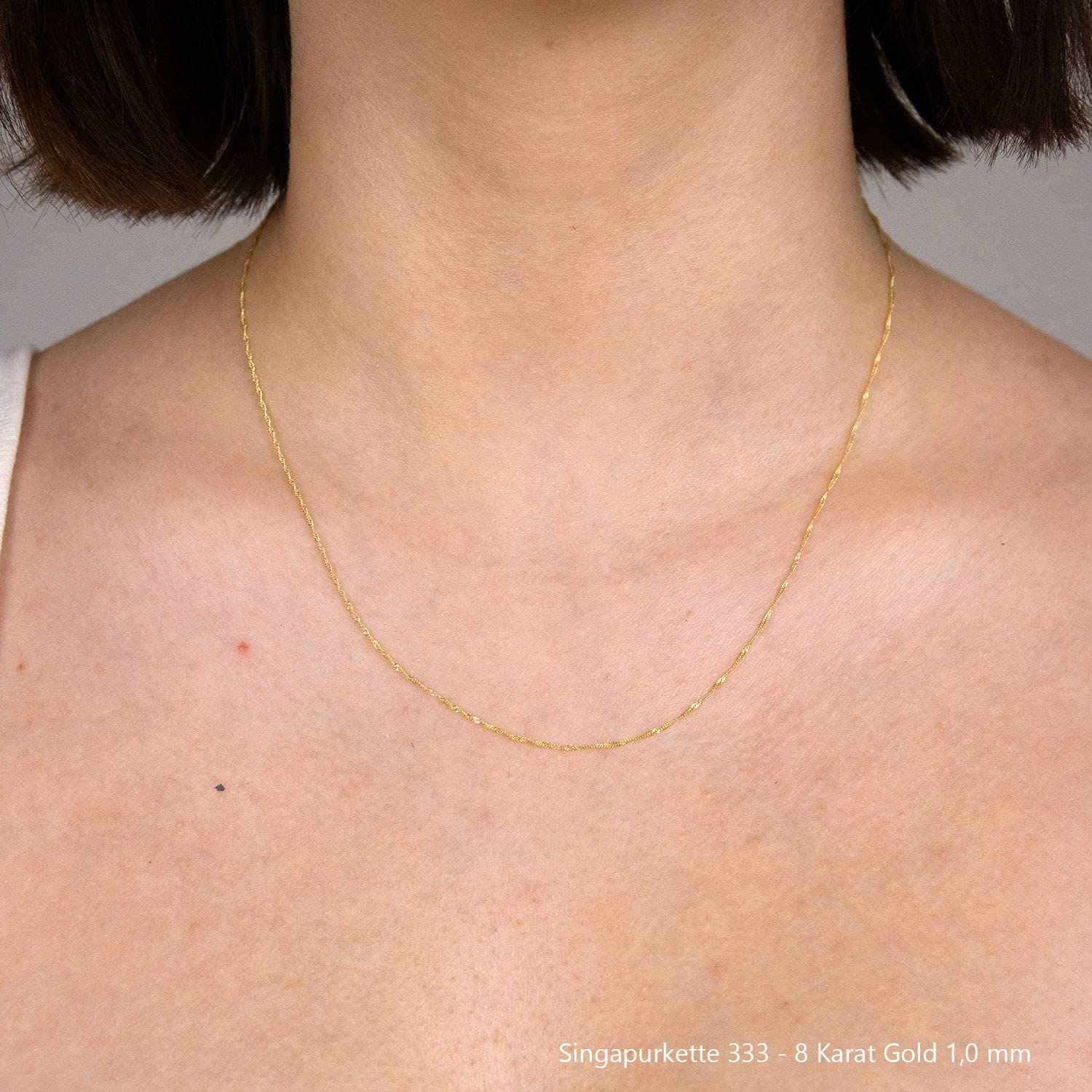 Singapurkette Halskette 333-8 Karat Gold Auswahl, Breite:1.0 mm, Länge:45 cm, Legierung:333-8 Karat Gold