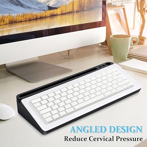 Miniatura 4 de DOLLAR BOSS Escritorio de cristal pizarra blanca pequeña pizarra blanca de escritorio con cajón de almacenamiento, soporte para teclado de