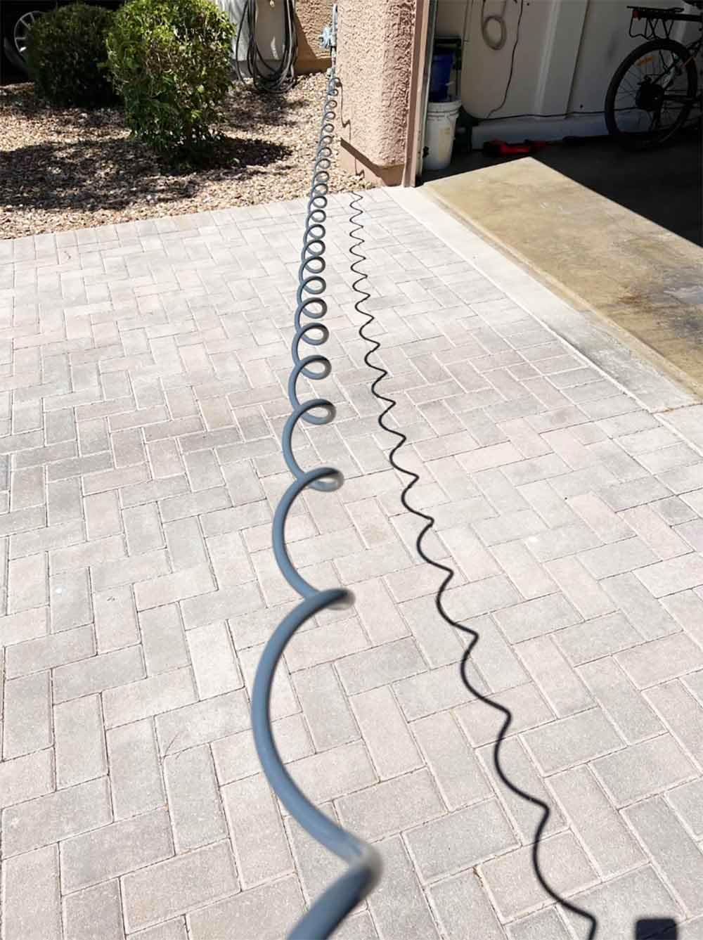 SANFU PU Recoil Garden Water Hose 3/8"ID(9.5 x 12.7mm) x 15ft Premium With 3/4"Inch Brass Fittings Retractable, Outdoor Patio Hose Marine&Boat, Gray - 2Piece