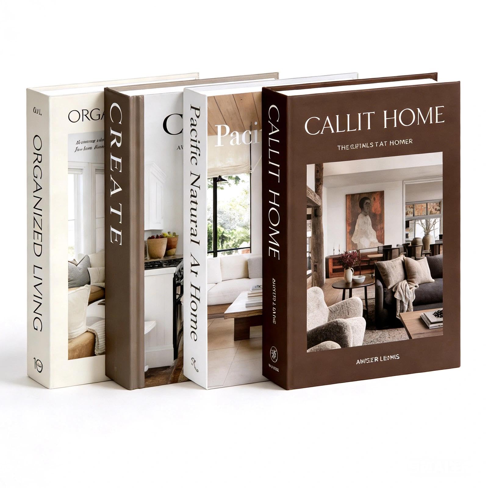 MFSKJELF Modern Decorative Books Set of 4, Fashion Hardcover Display Books for Home Décor, Foldable Faux Book for Coffee Table, Bookshelf,Office - Stacked Modern Decorative Book Set