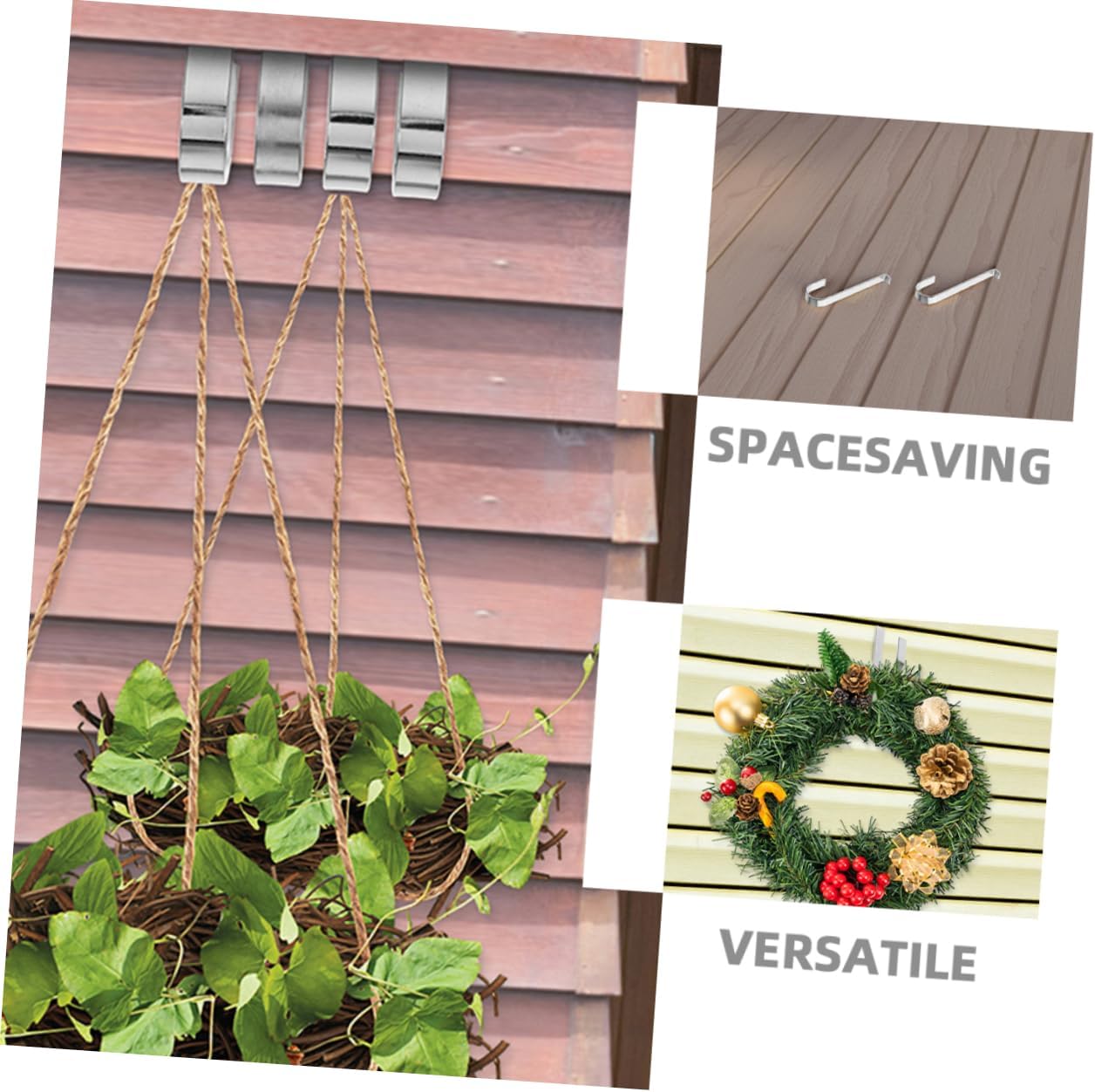 Angoily 2pcs Outdoor Siding Hooks No Drill Vinyl Siding Hooks j Shape for Hanging Lights Planters Decorations