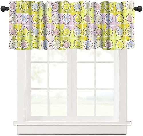 Miniatura 46 de Cenefa de cortina de cocina con diseño de arcoíris retro de los años 60 y 70, diseño de dibujos animados, estilo bohemio, floral, estilo bohemio,