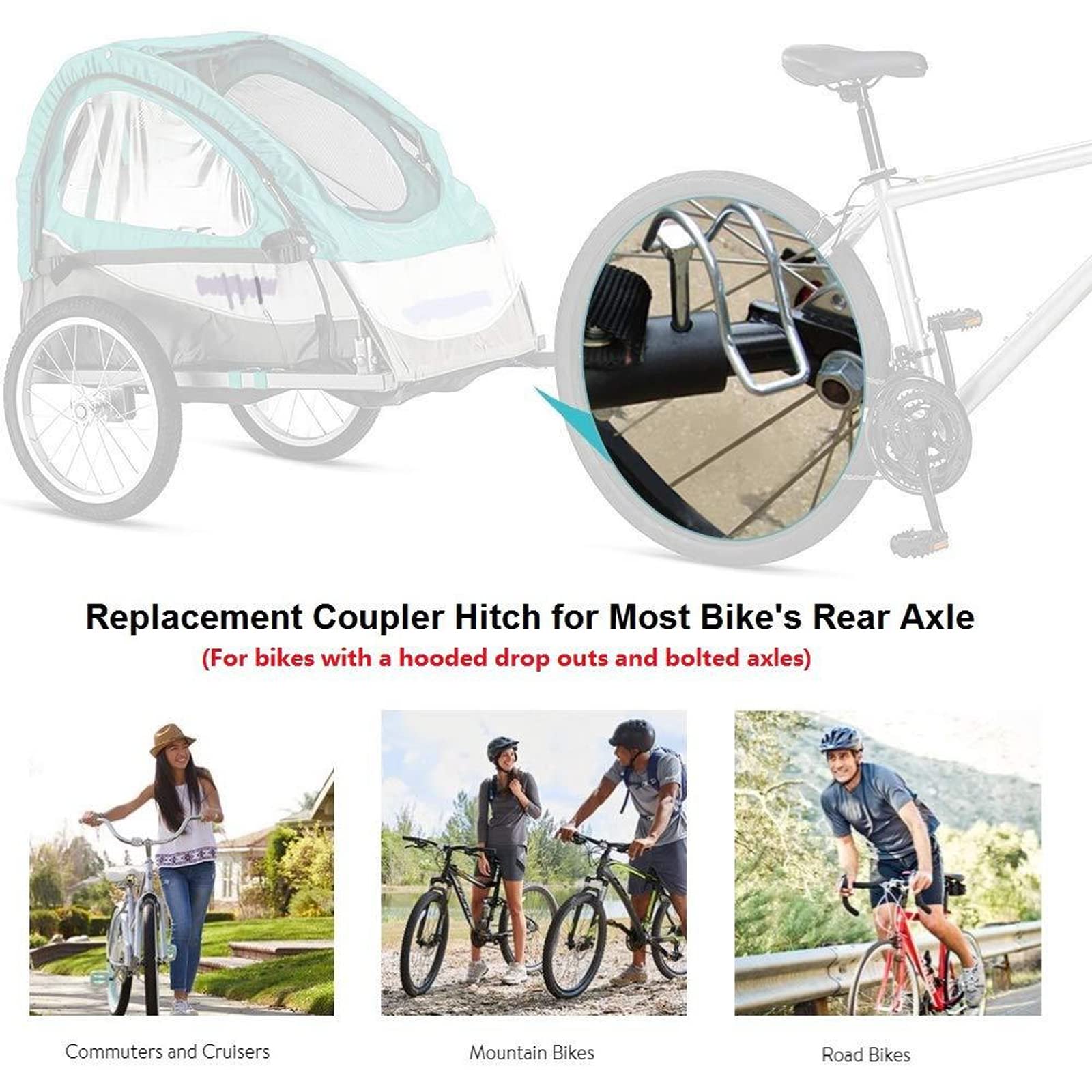 Gancio Traino per Biciclette, Adattatore Rimorchio per Bambini, Accessori per Biciclette da Carico