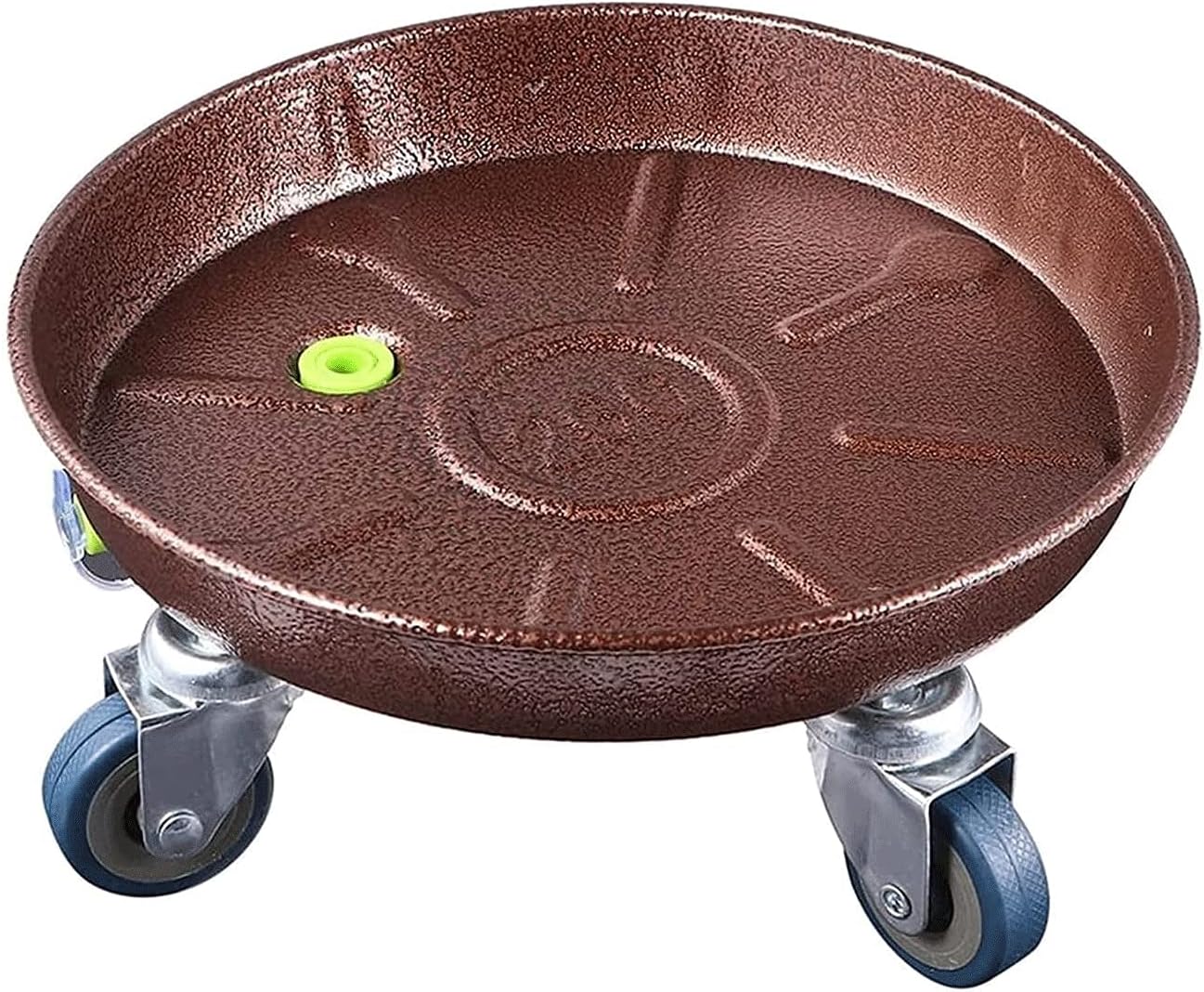 Round Flower Plant Pot Tray Wrought Iron 4 Wheels Heavy Planter Flowers Pot Mover Trolley Plate Stand Holder Garden Decor