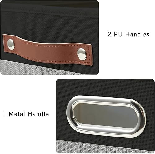 Miniatura 4 de Contenedores grandes de almacenamiento de tela plegables con 3 asas, cestas organizadoras plegables para armario, estantes, sala de estar, paquete