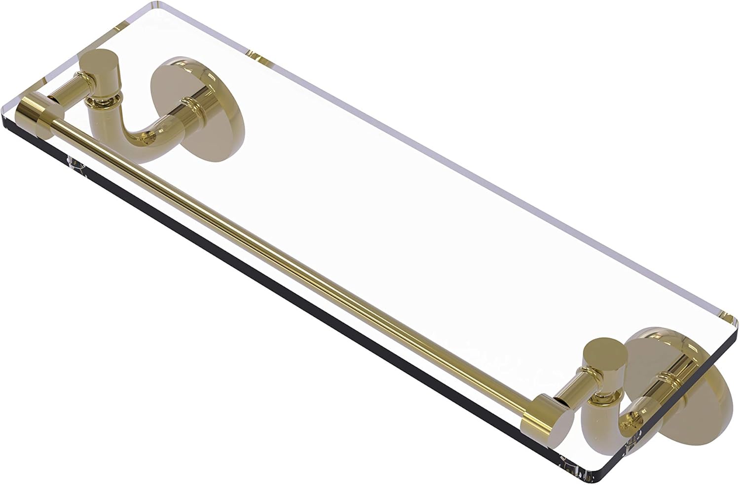 Allied Brass RM-1-16-GAL Remi Collection 16 Inch Vanity Gallery Rail Glass Shelf, Unlacquered Brass