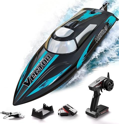volantexrc Barco de control remoto RC para piscina, control de 2.4 GHz, barcos RC para adultos, barco eléctrico de lago con sistema de refrigeración