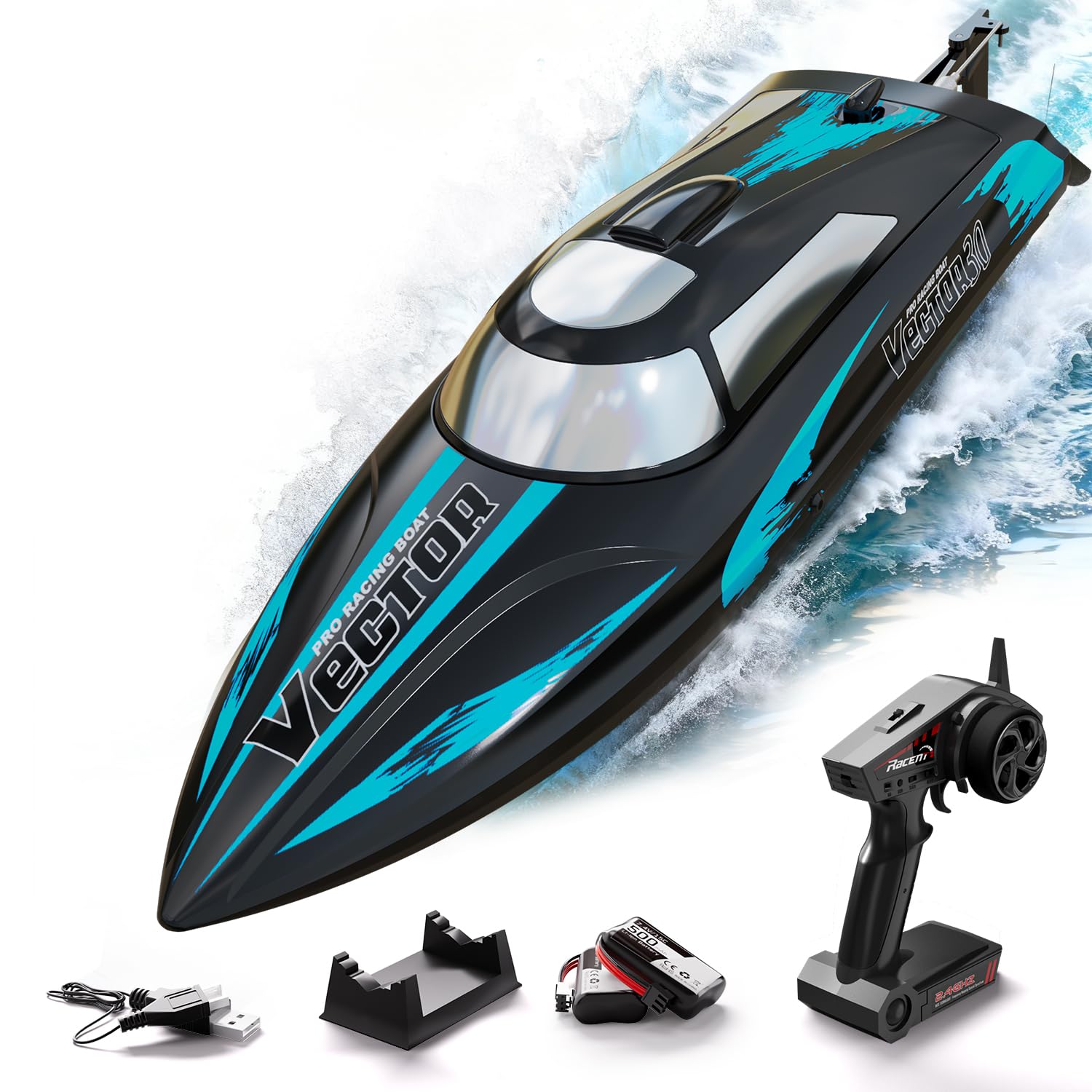 volantexrc RC Remote Control Boat for Pool，2.4Ghz Control RC Boats for Adults, Lake Electric Boat with Water Cooling System 2Rechargeable Batteries