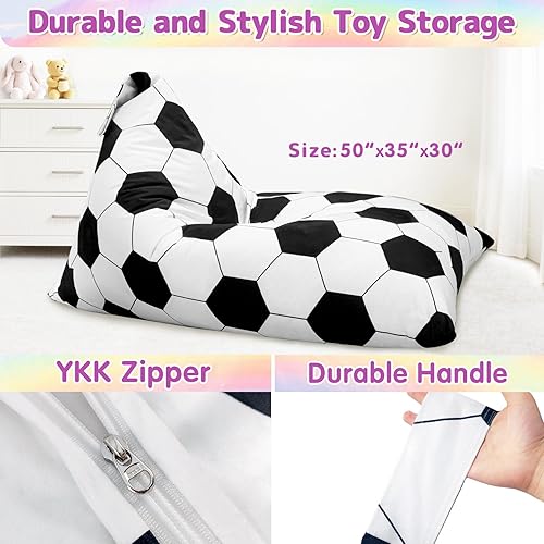 Miniatura 7 de Jorbest Almacenamiento de animales de peluche, almacenamiento de puf de peluche de fútbol, funda para silla de puf de fútbol para niños, asiento de