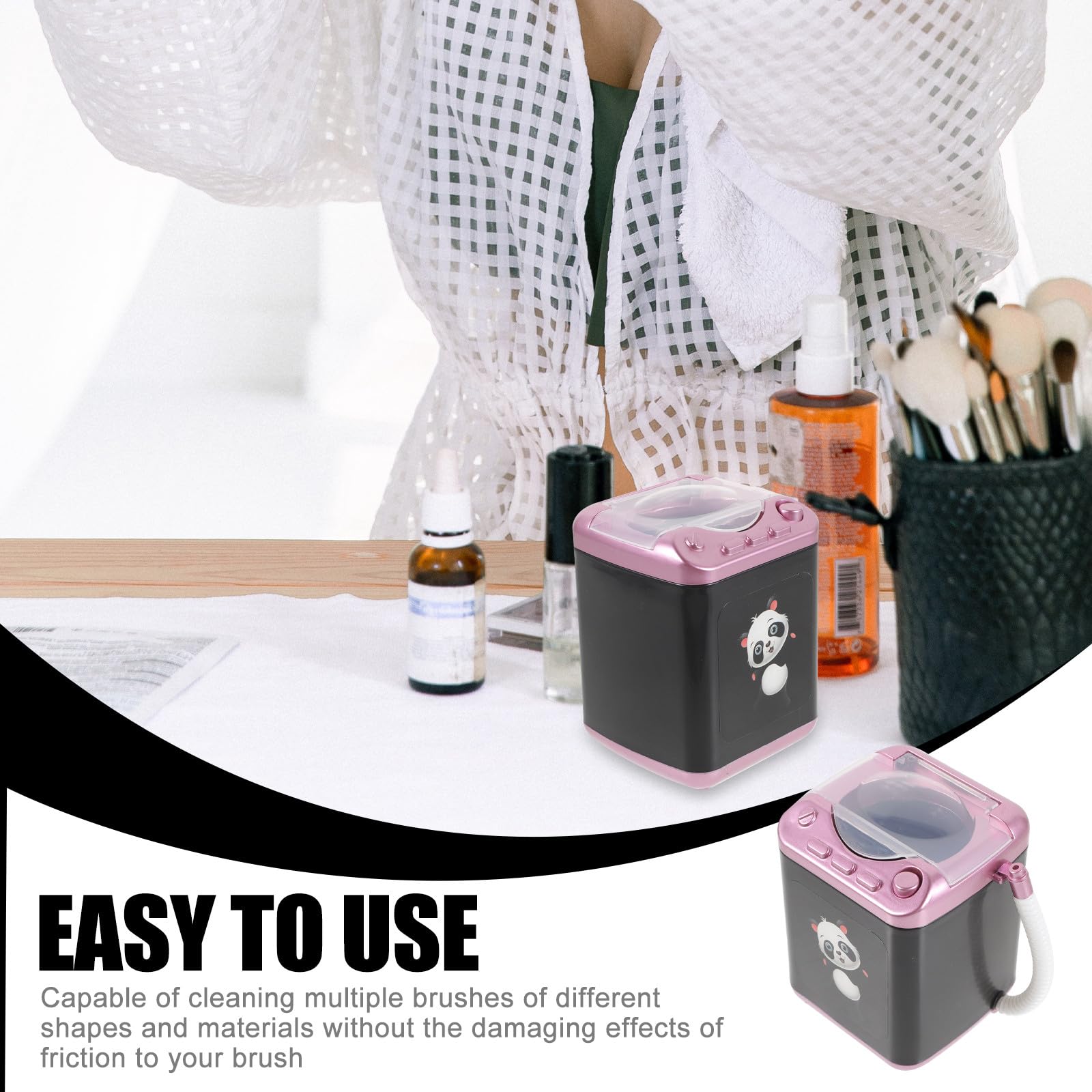 Lavatrice Spugnette Make Up Elettrica Portatile per Pulizia Profonda di Pennelli Trucco e Spugne Design Compatto e Materiale Plastico Resistente