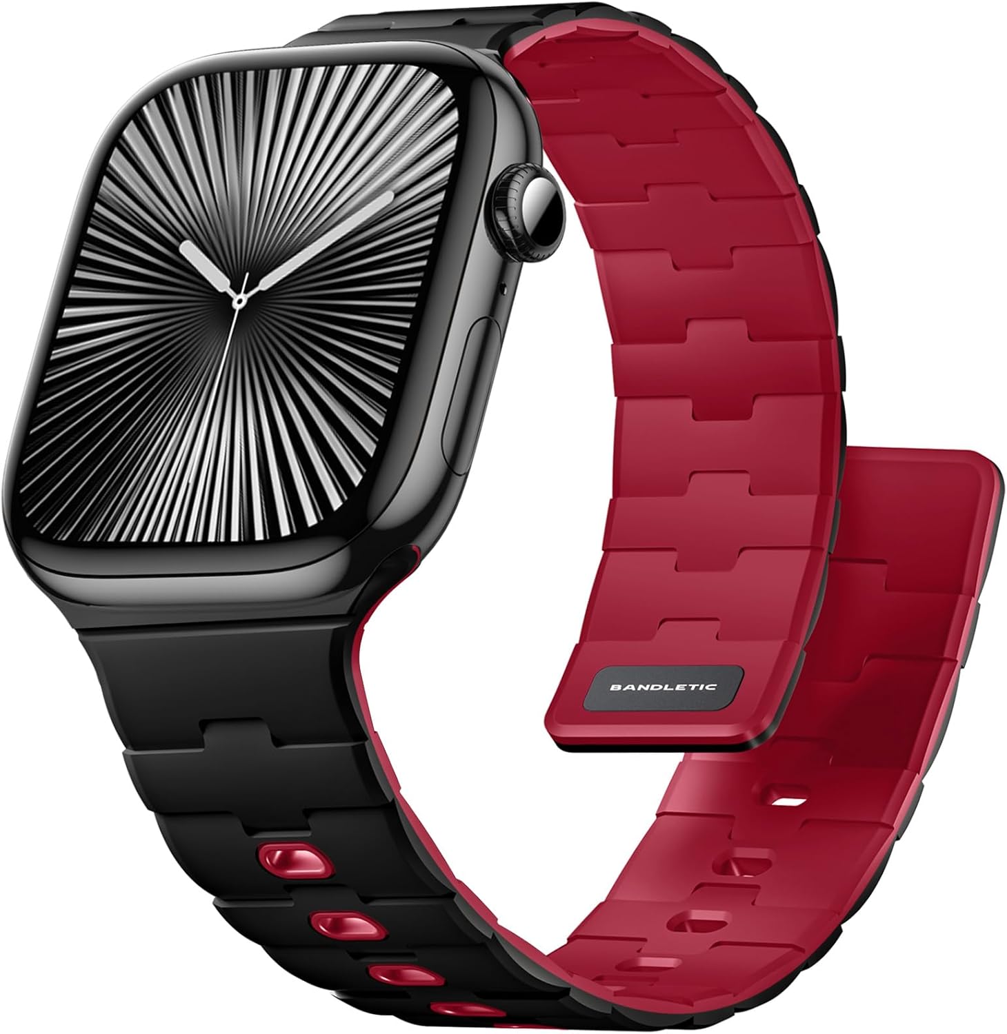 Bandletic Magnetic Silicone Watchband Compatible with Apple Watch Band 44mm 45mm 46mm 49mm 42mm 41mm 40mm 38mm Men Women, Strong Magnet Sport Strap for iWatch Series 11 10 9 8 7 6 5 4 Ultra SE 3 2 1