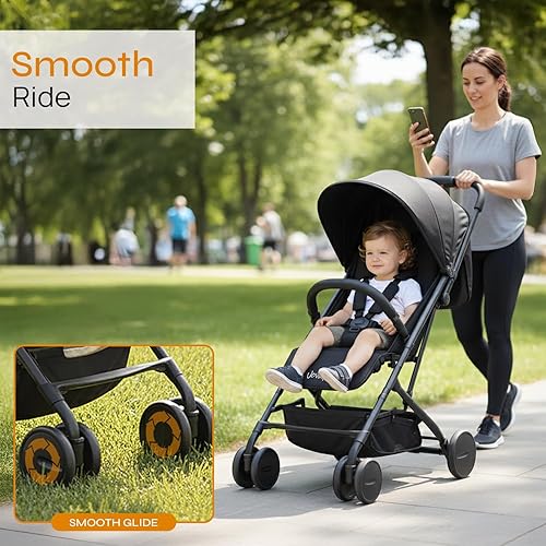 Miniatura 6 de Jovial Cochecito de bebé de viaje ligero con una sola mano, fácil de plegar, cochecito de bebé portátil compacto para uso diario y viajes