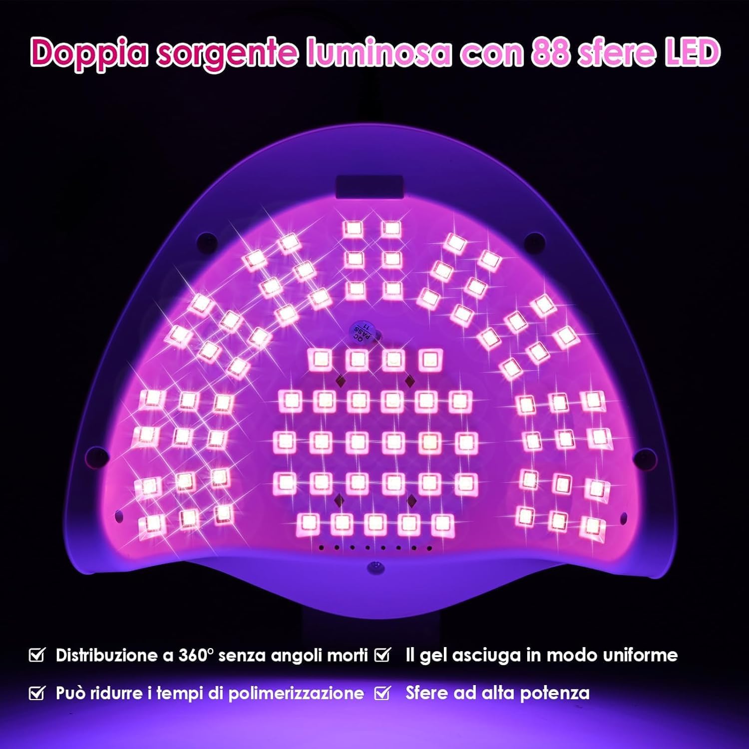 Lampada Unghie Professionale SUN X26 Max 380W – UV/LED 42 Doppie Perle, Asciugatura Rapida, 4 Timer, Sensore Smart – Per Gel, Semipermanente, Ricostruzione – Manicure & Pedicure