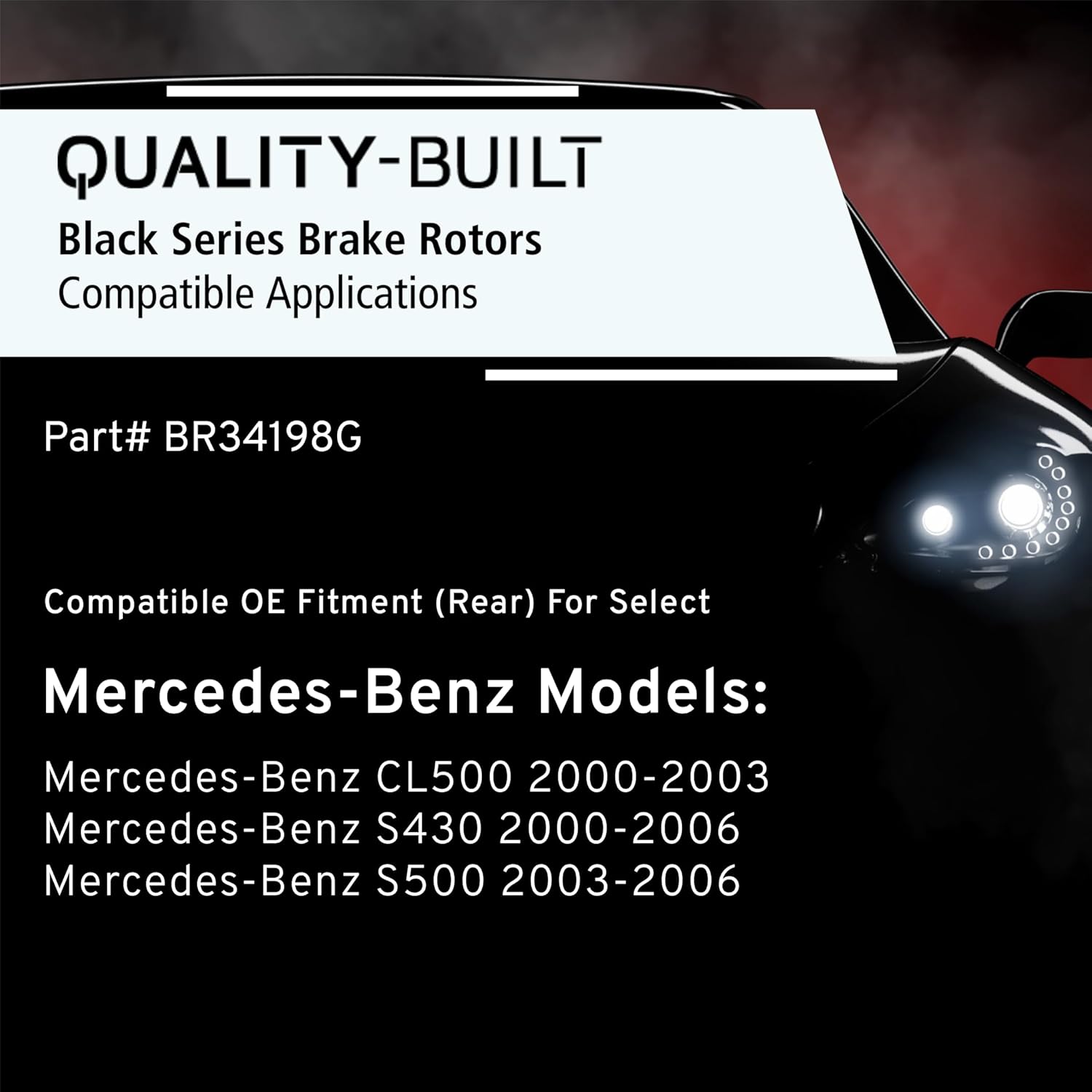 QUALITY-BUILT Rear Brake Rotor, Black Series BR34198G, Compatible with 2000-2006 Mercedes-Benz (CL500,S430,S500)