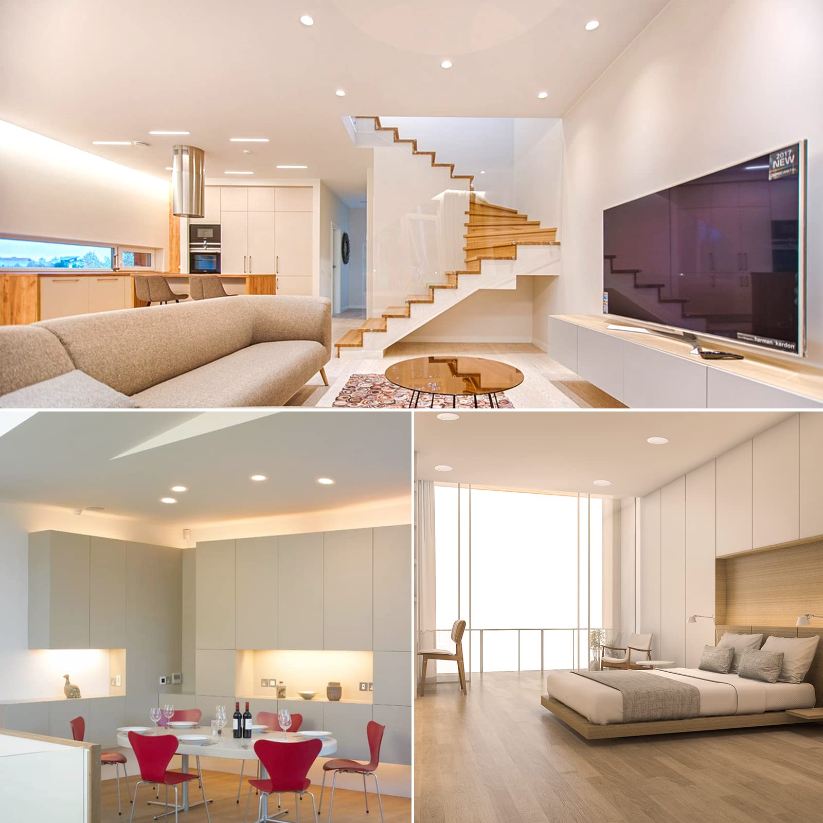 Tomosu Downlight LED Techo Empotrable Regulable 7W, Blanco Neutro 4000K | Pack de 20, IP44 Focos LED Interior Baño 7W 700LM, 3 Intensidades Sin Regulador, Corte 95-105mm, Ojos de Buey Led para Techo