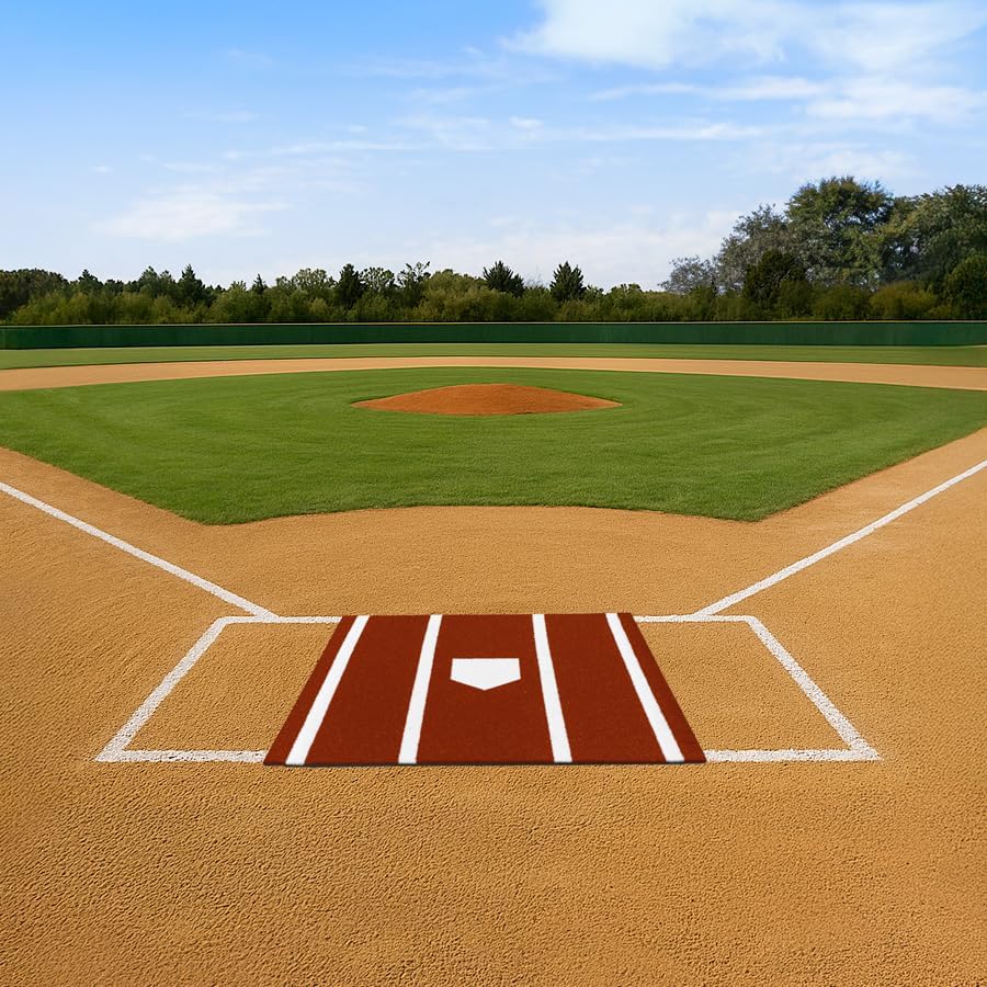 FORZA Baseball Hitting Mat 6x6ft | Turf Training Mat with Batter’s Box Markings and PU Foam Backing for Indoor or Outdoor Use - Ideal for Baseball and Softball Practice [Green or Red]