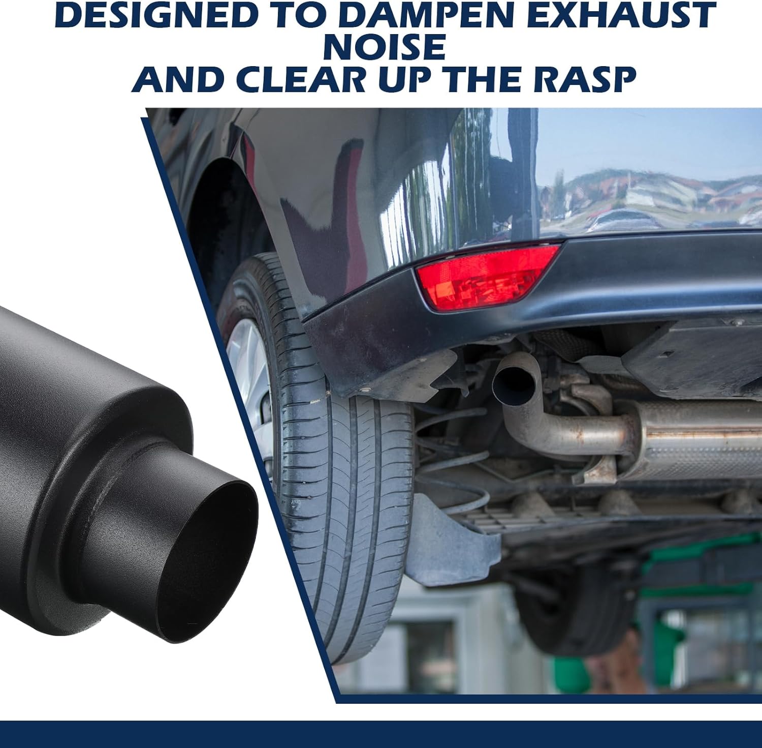 2 Pcs 2.5" Inlet Exhaust Resonator, 2.5" Inlet 2.5" Outlet 11.5" Overall Length Muffler Resonator Stainless Steel, Black