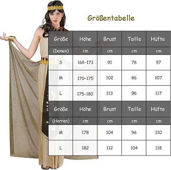Morph De Luxe Cleopatre-kostuum voor dames, Cleopatra-kostuum, Egyptisch dameskostuum, carnavalskostuum, maat XL