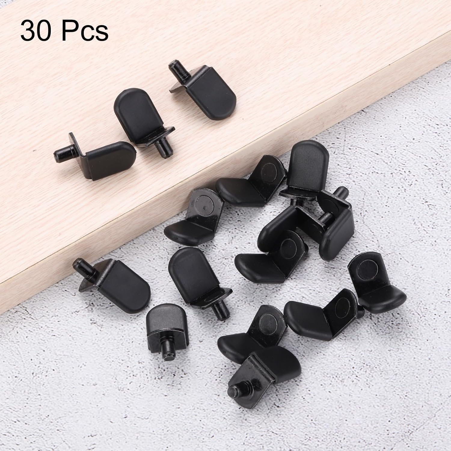 HARFINGTON 30pcs Shelf Support Peg 5mm/0.2" with Rubber Sleeve Steel Bracket Pegs with Pin Shelf Peg Shelf Clips for Furniture Bookcase Wardrobe Kitchen Cupboard, Black