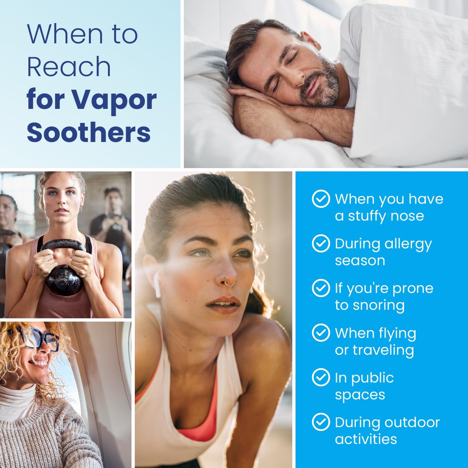 Vapor Soothers Mentholated Nasal Dilators for Breathing, Instant Nasal Congestion Relief, Nose Clips for Snoring, Nasal Dilators for Sleeping, Mentholated Peppermint, 14 Count, Drug-Free : Health & Household