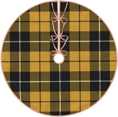 Miniatura 9 de Falda de árbol de Navidad de 30 pulgadas, color dorado, verde y rojo, de lino rústico a cuadros, falda de árbol de Navidad para fiestas de