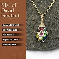 Vista 46 de Collar de estrella de David para mujeres y hombres, collar de estrella judía relleno de oro de 14 quilates, collar de Israel Aurora Borealis