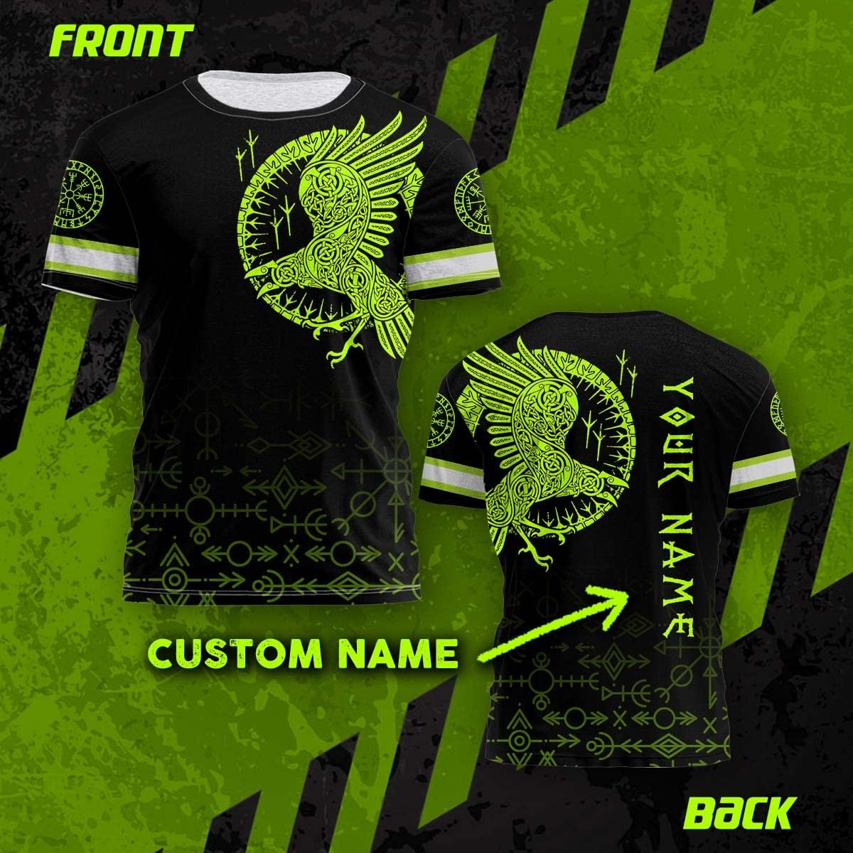 Matedecor Skull High Visibility Shirt Men Reflective Safety Shirts US Flag Custom Name Workwear, Runners, Walkers, Patriotic - Image 4